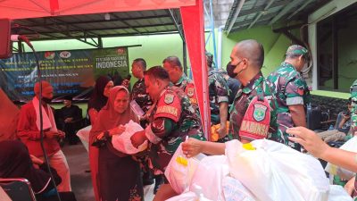 Koramil 03/Teluk Pucung Bantu Yatim Dhuafa Bersama PT Tri Abadi