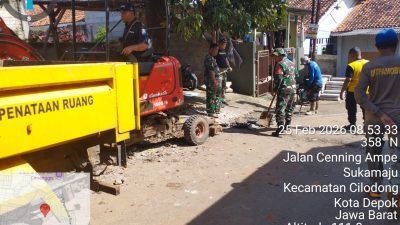 TMMD Kodim Depok Tingkatkan Kualitas Lingkungan Lewat Pembangunan Drainase