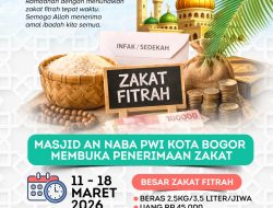 Masjid An Naba PWI Kota Bogor Kembali Buka Penerimaan Zakat Fitrah Ramadan 2026