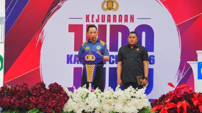Kapolri Jenderal Listyo Sigit Prabowo menghadiri sekaligus membuka ajang Judo Kapolri Cup 2026 di Gor Segiri, Samarinda, Kalimantan Timur. (Istimewa)