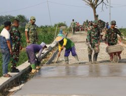 Dansatgas TMMD 128 Tinjau Pengecoran Jalan, Gotong Royong Warga Jadi Kunci