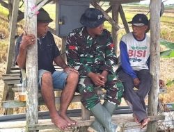 Di Tengah Terik dan Lelah, Obrolan Hangat Satgas TMMD dan Petani Warnai Sawah Desa Godo