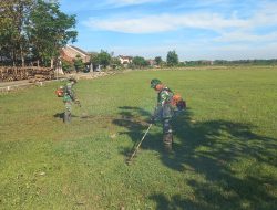 Satgas TMMD Mulai Rapikan Lapangan Desa Gunungpanti Jelang Upacara Penutupan