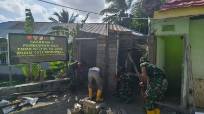 Pemasangan Cor Sloof Atas MCK Masjid Quba Tandai Kemajuan Pembangunan TMMD Ke-129 di Desa Umbele