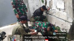 Subsektor 01 Cimahi Selatan Satgas Citarum Harum Bersihkan Sungai Cibereum dan Tertibkan TPS Liar