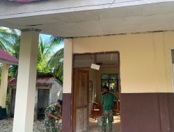 Satgas TMMD Kembali Lanjutkan Pengecatan SMP Negeri 2 Umbele
