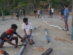Warga Desa Polewali Antusias Manfaatkan Bantuan Sarana Olahraga dari Satgas TMMD Ke-129