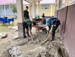 Sinergitas Satgas TMMD dan Masyarakat Percepat Pengecoran Lantai SDN Polewali
