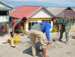Satgas TMMD Bantu Perbaiki Fasilitas Umum Jalan Dermaga yang Rusak