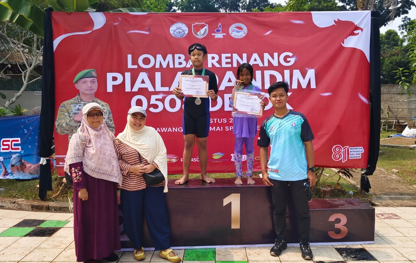 13 Siswa SD Muhammadiyah Meruyung Ikuti Lomba Renang Piala Dandim 0508/Depok